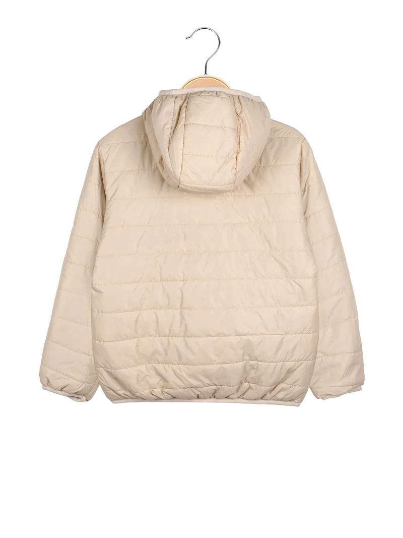 Giubbino 100 grammi da bambino reversibile con cappuccio e zip - beige