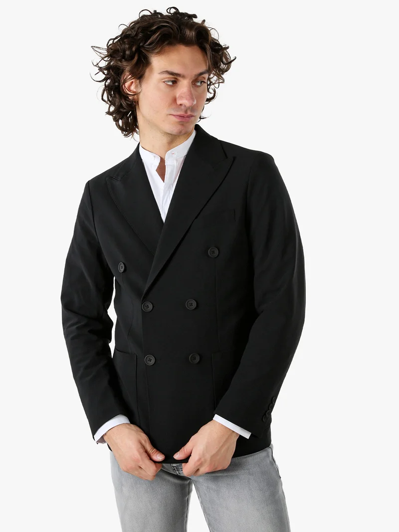 Blazer doppiopetto da uomo - nero