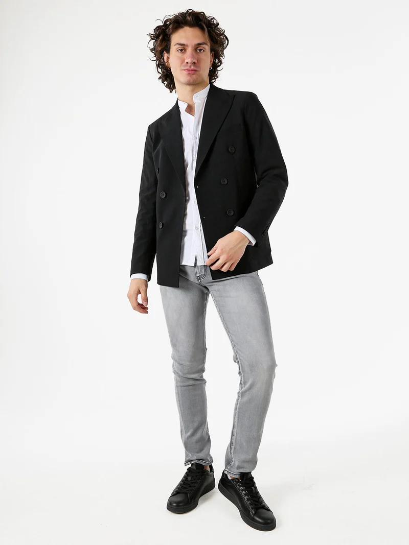 Blazer doppiopetto da uomo - nero