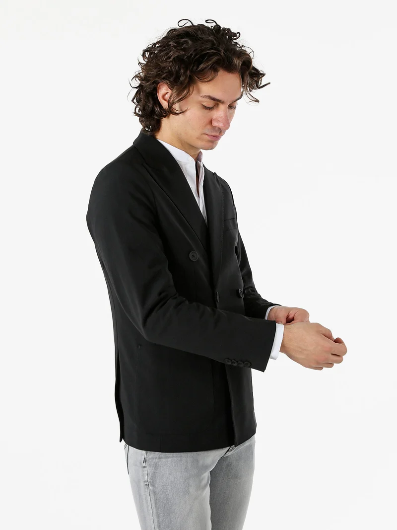 Blazer doppiopetto da uomo - nero