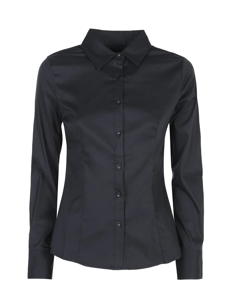 Camicia donna slim fit a maniche lunghe - nero