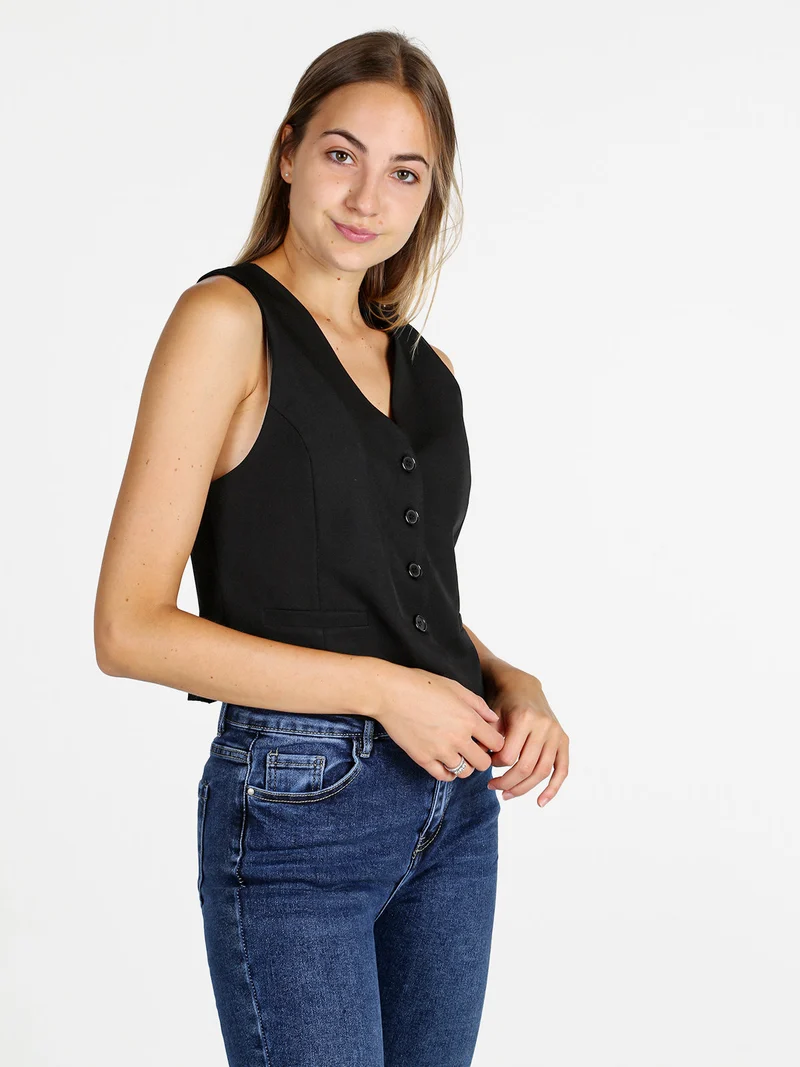 Gilet donna elegante con bottoni - nero