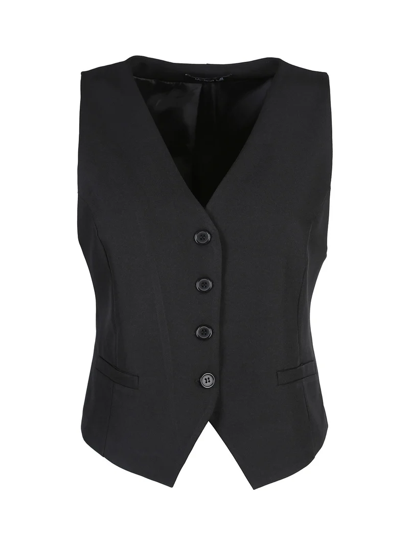 Gilet donna elegante con bottoni - nero