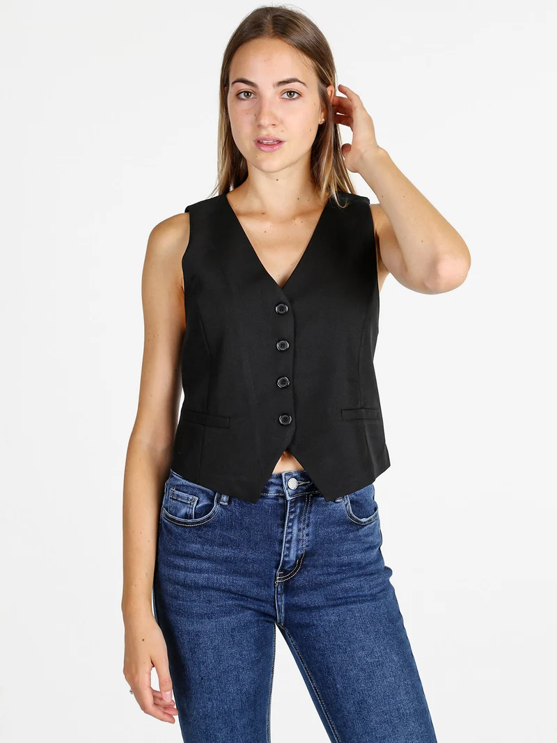 Gilet donna elegante con bottoni - nero