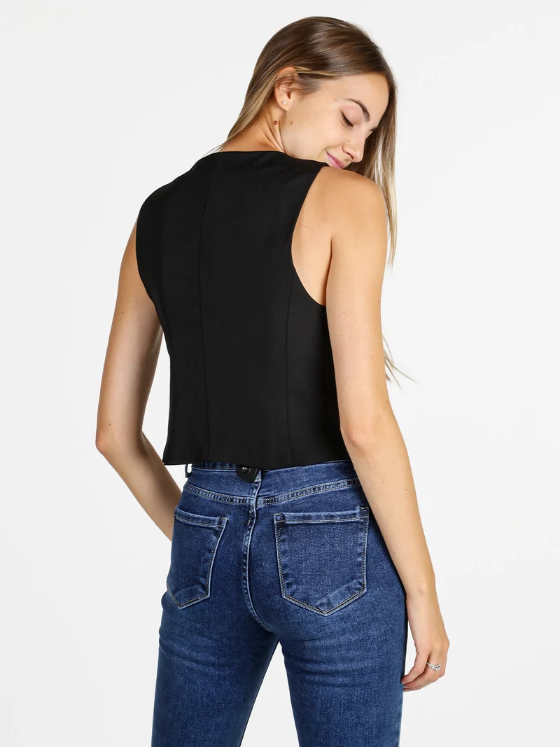 Gilet donna elegante con bottoni - nero