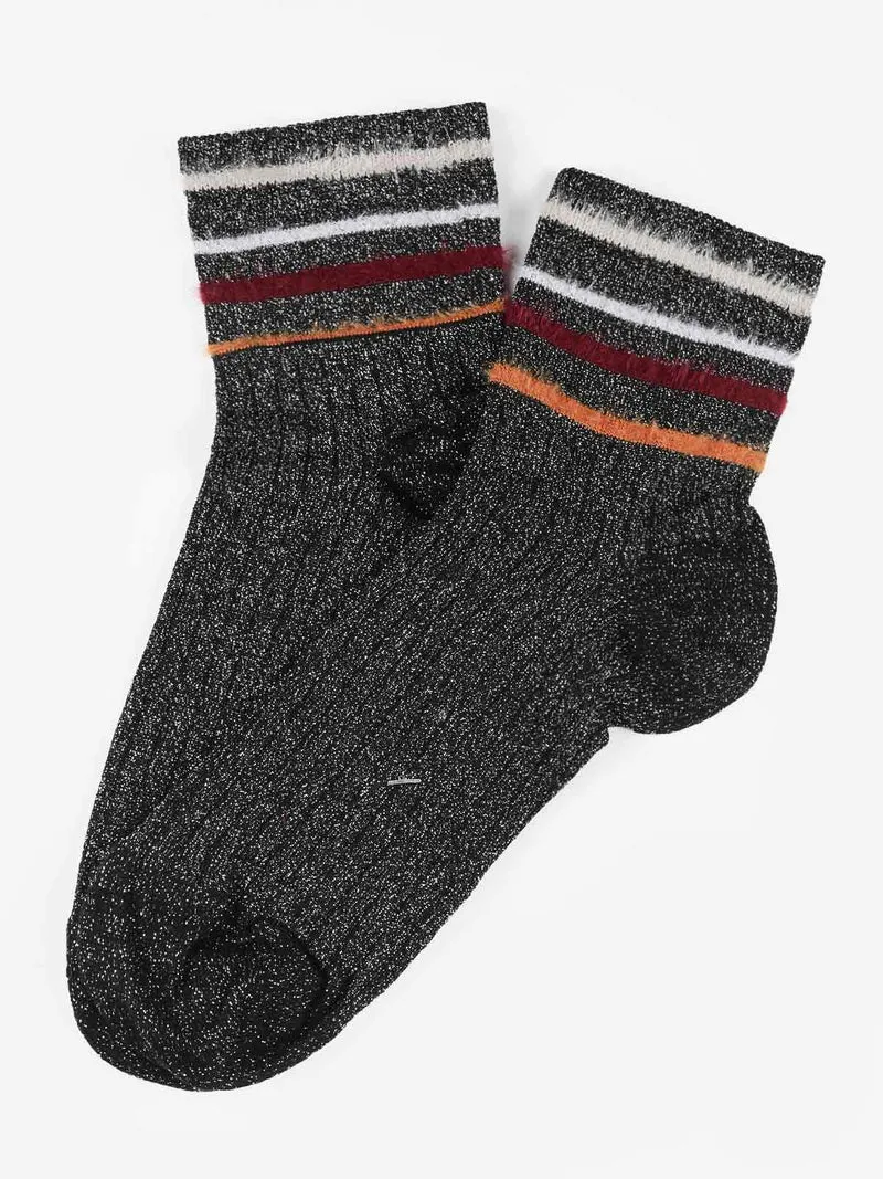 Calze donna lurex in caldo cotone - nero