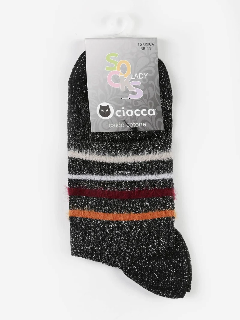 Calze donna lurex in caldo cotone - nero