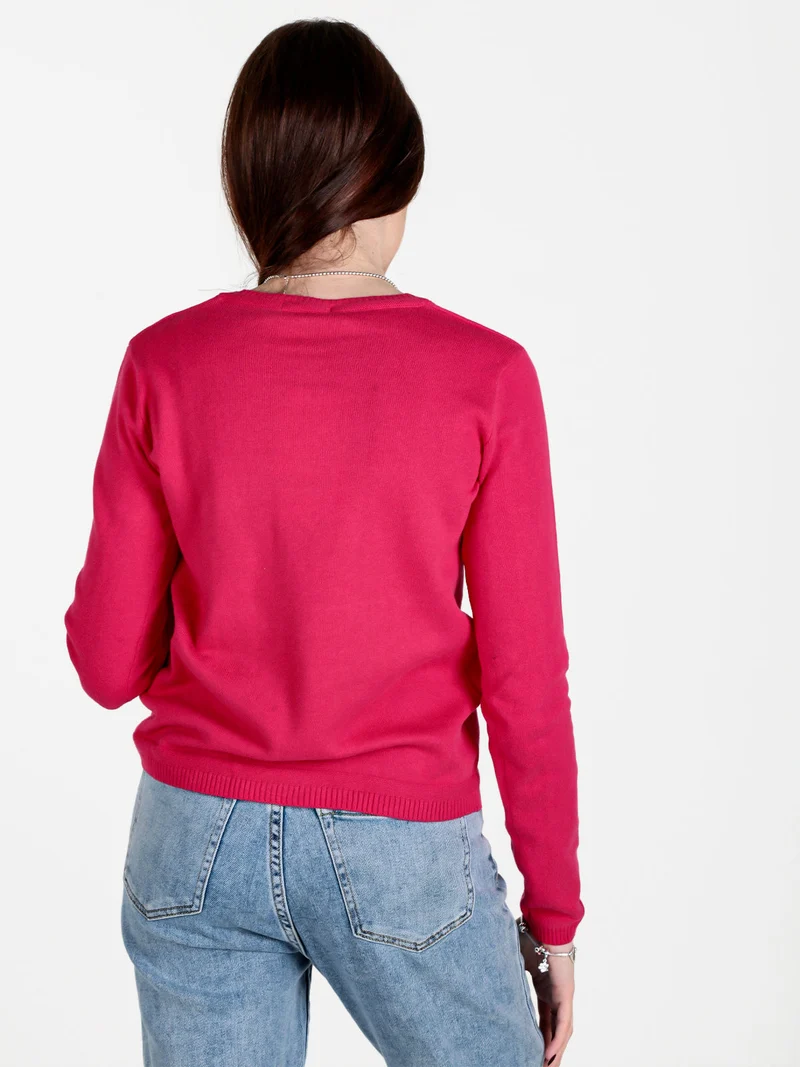 Pullover donna in maglia scollo V - anguria