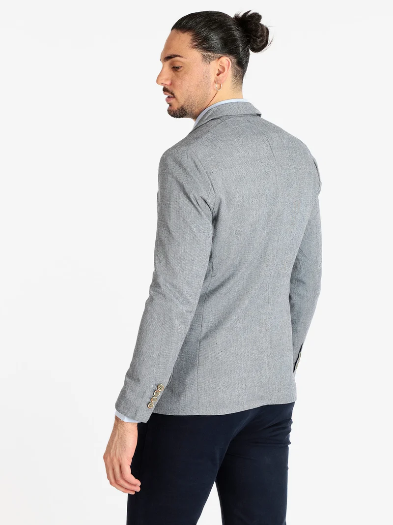 Blazer uomo in misto lino e cotone - blu