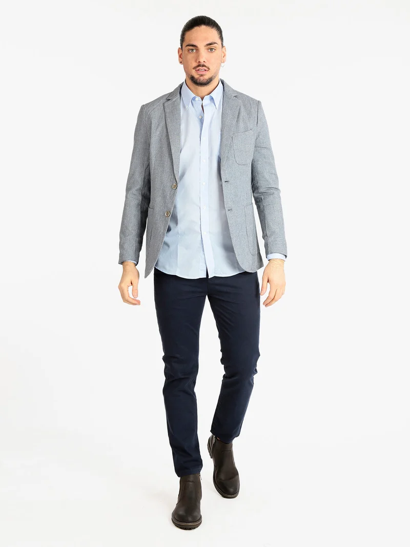 Blazer uomo in misto lino e cotone - blu