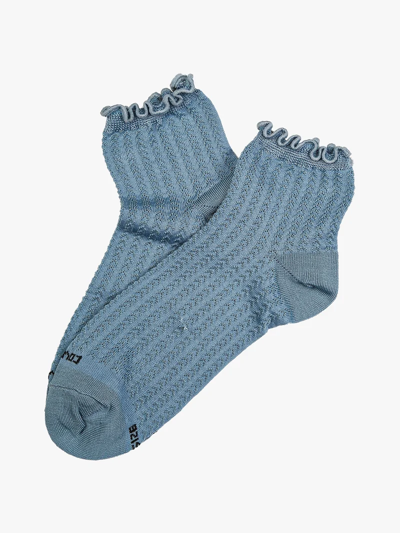 Calze corte da donna con bordo a volant - azzurro