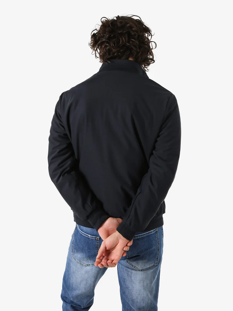 Giacca impermeabile da uomo con bottoni - blu scuro