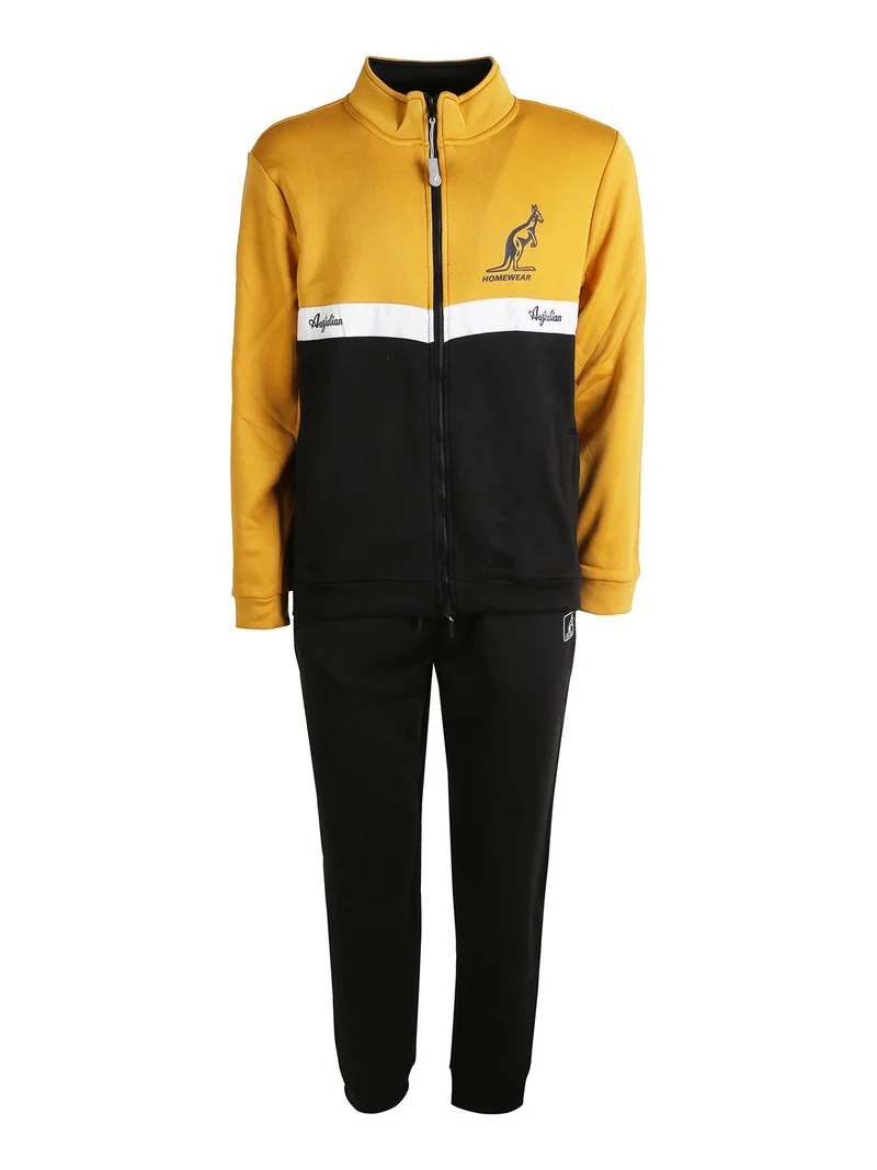 Completo tuta 2 pezzi da uomo full zip con interno felpato - giallo