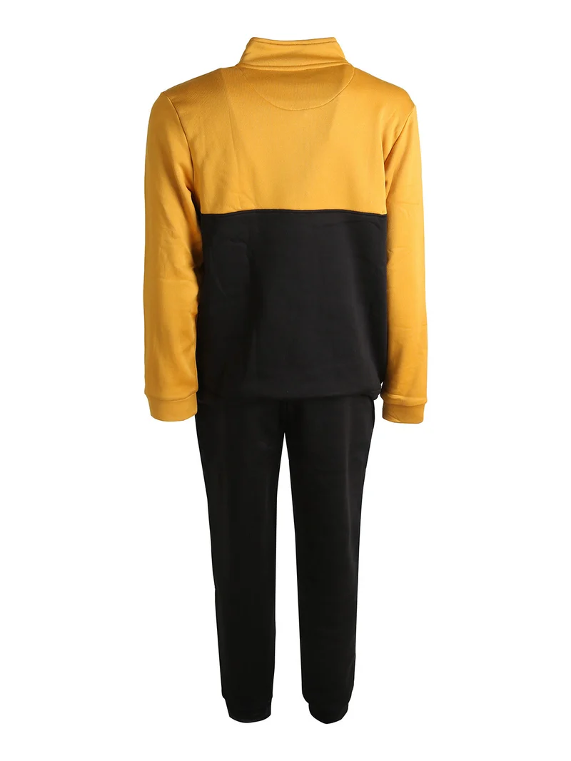Completo tuta 2 pezzi da uomo full zip con interno felpato - giallo