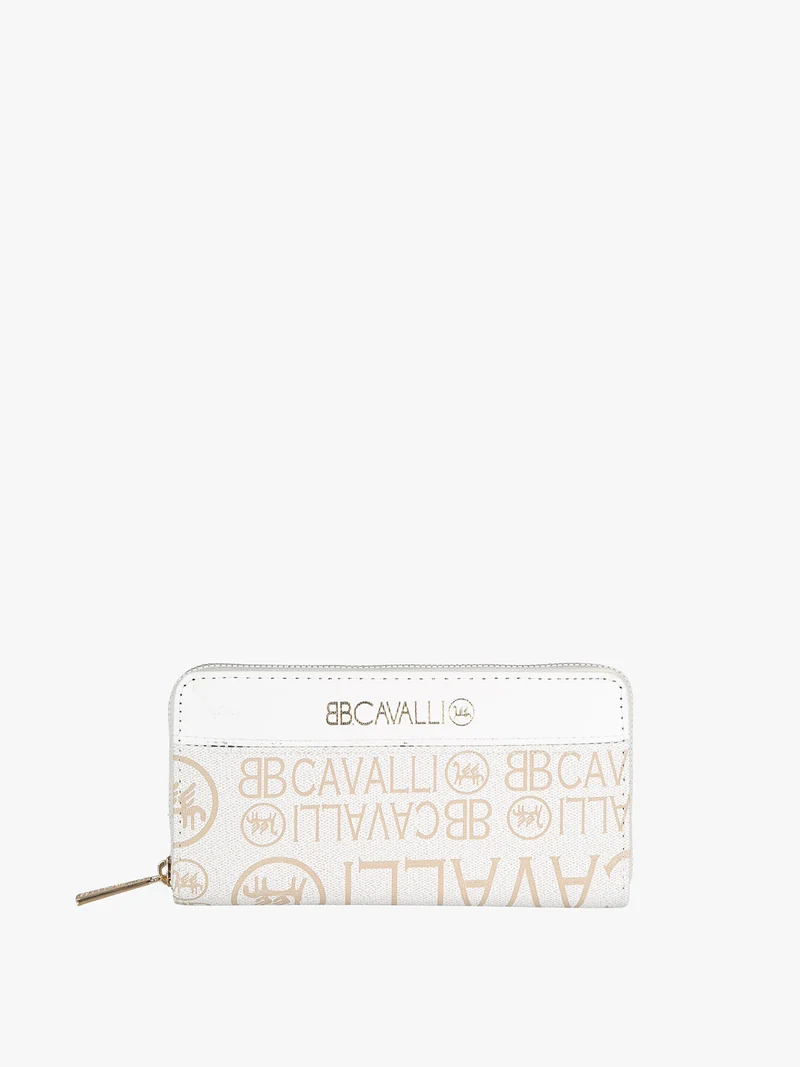 Portafoglio rettangolare da donna con stampe - panna