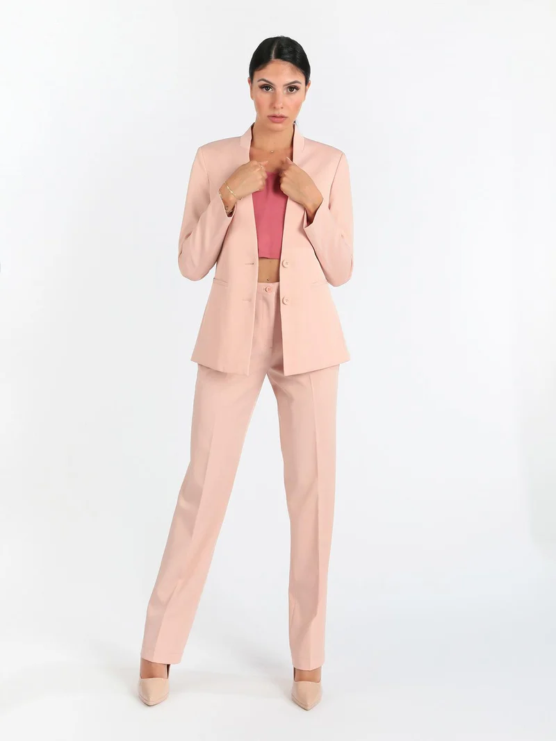 Blazer donna scollo alla coreana - rosa