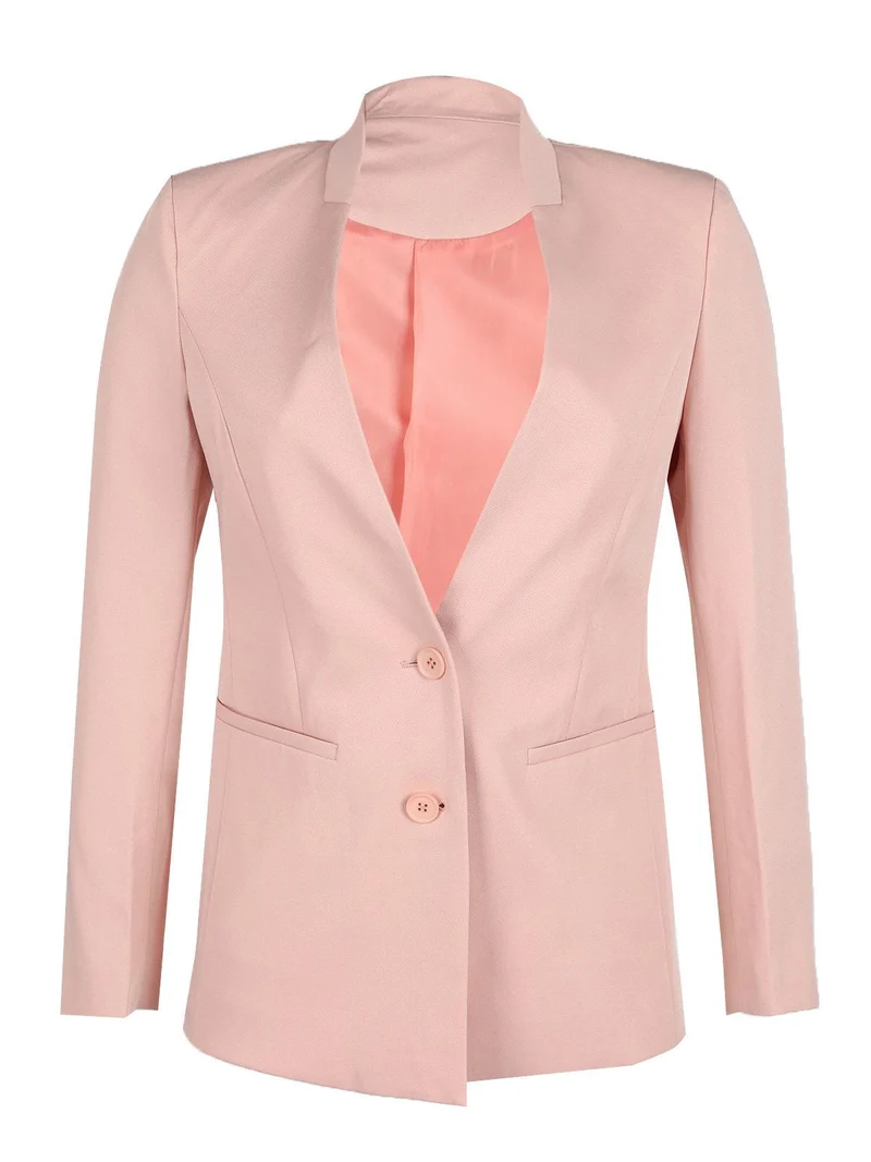 Blazer donna scollo alla coreana - rosa