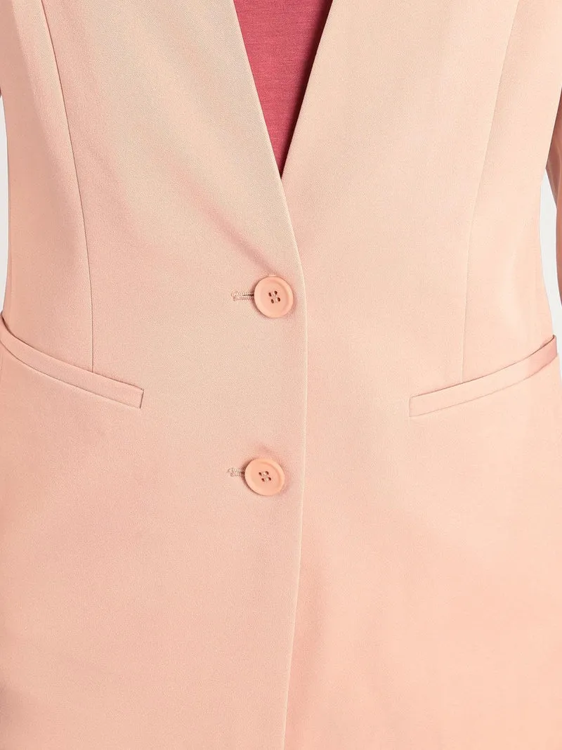 Blazer donna scollo alla coreana - rosa
