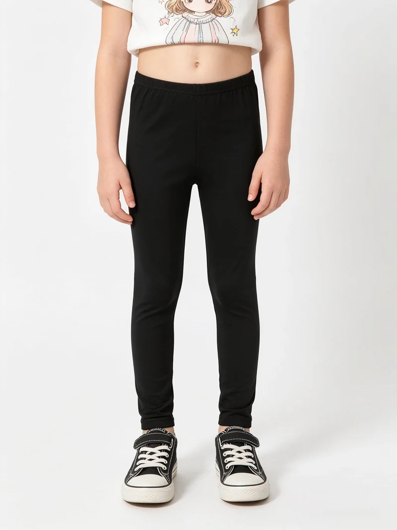 Leggings elasticizzato da bambina - nero