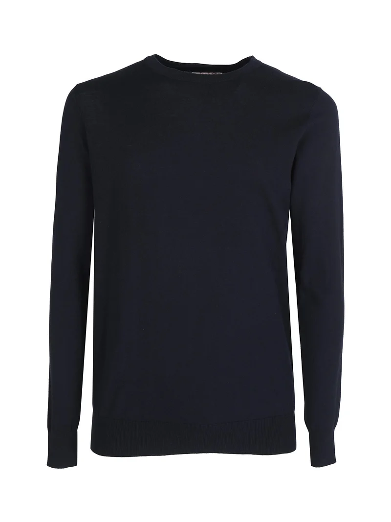 Maglia girocollo da uomo in cotone - blu scuro