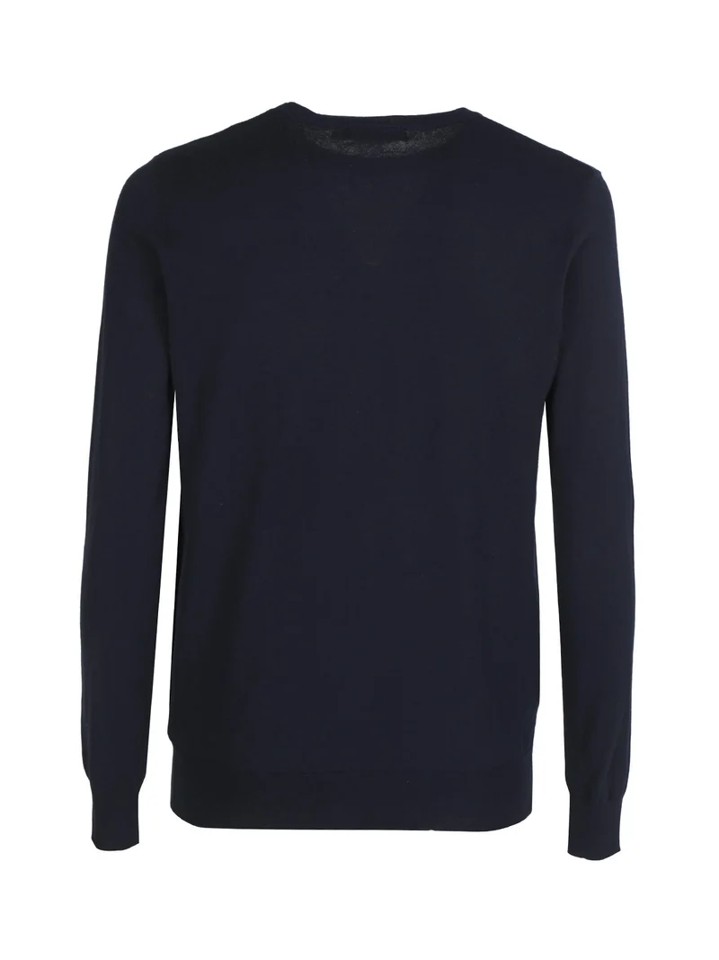 Maglia girocollo da uomo in cotone - blu scuro