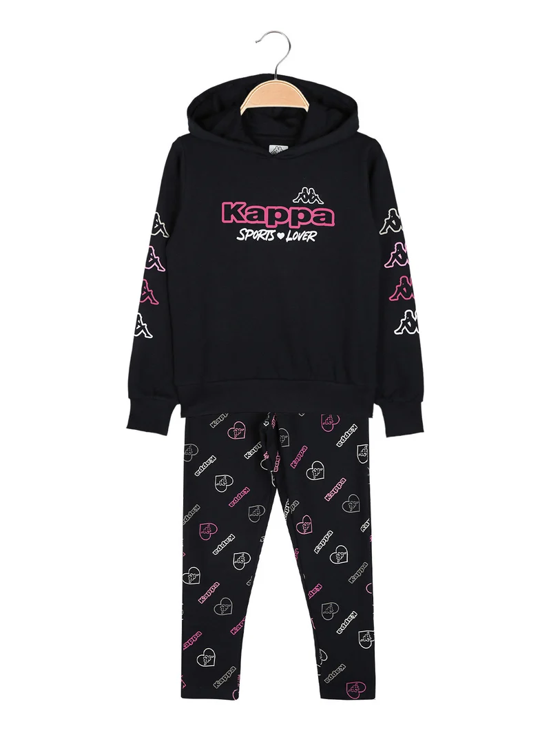 Completo tuta 2 pezzi da bambina con cappuccio - blu scuro