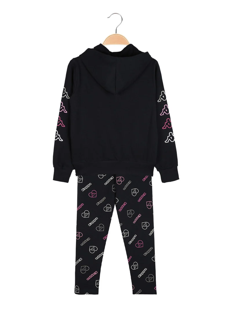 Completo tuta 2 pezzi da bambina con cappuccio - blu scuro