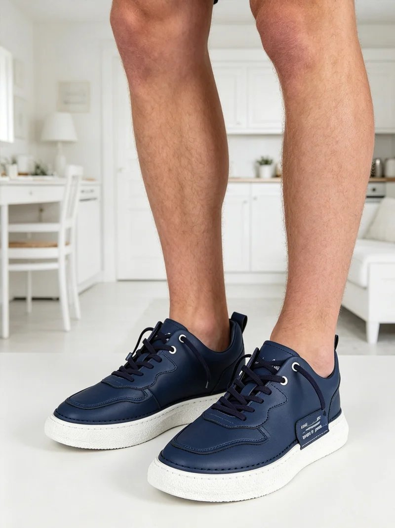 Sneakers basse da uomo con lacci elastici - blu scuro