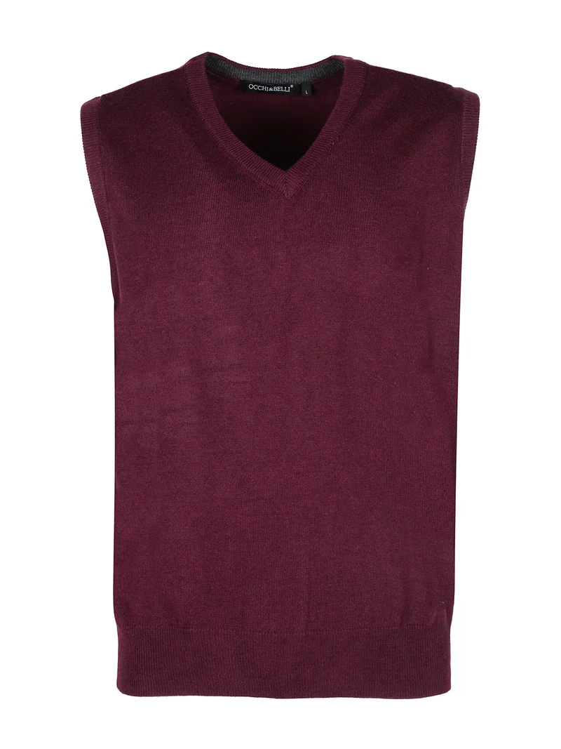 Gilet in maglia da uomo in misto cachemire - bordeaux
