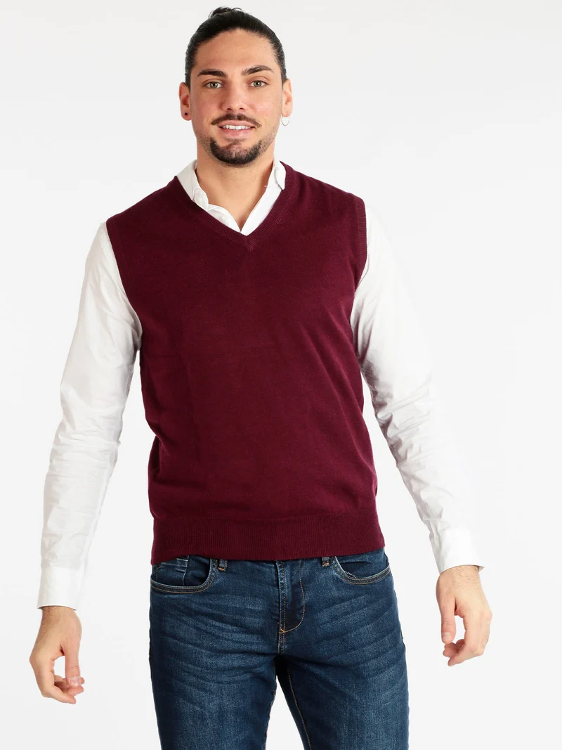 Gilet in maglia da uomo in misto cachemire - bordeaux