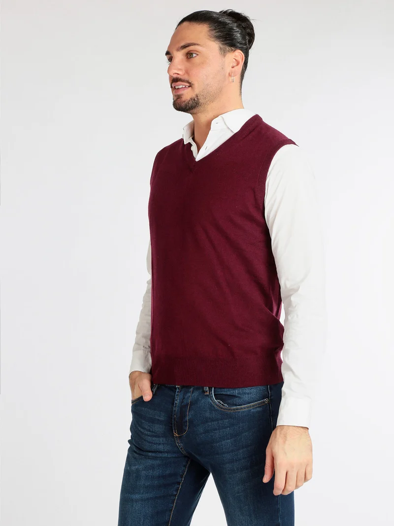 Gilet in maglia da uomo in misto cachemire - bordeaux