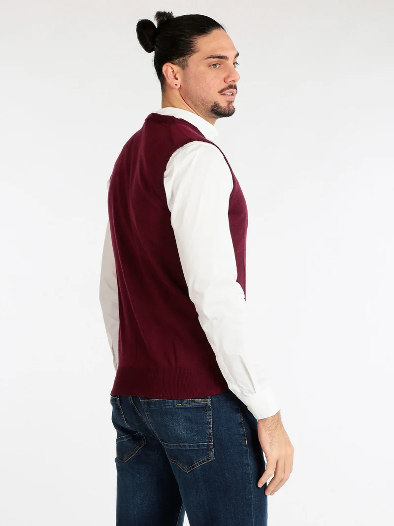 Gilet in maglia da uomo in misto cachemire - bordeaux