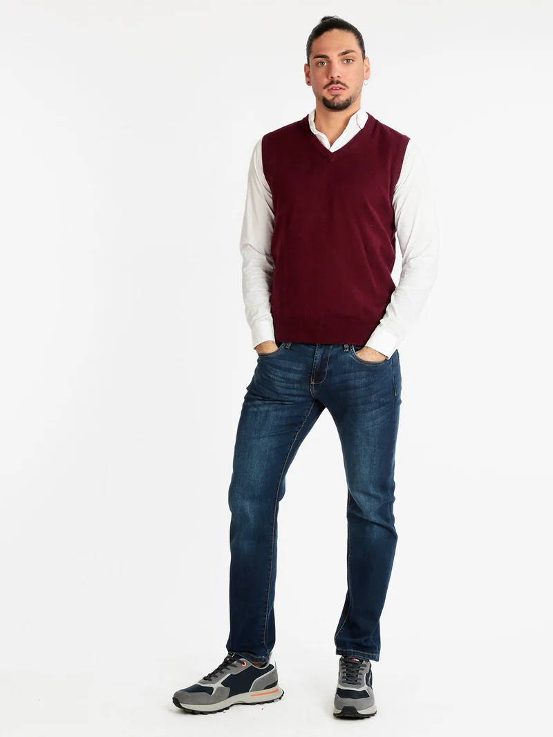 Gilet in maglia da uomo in misto cachemire - bordeaux
