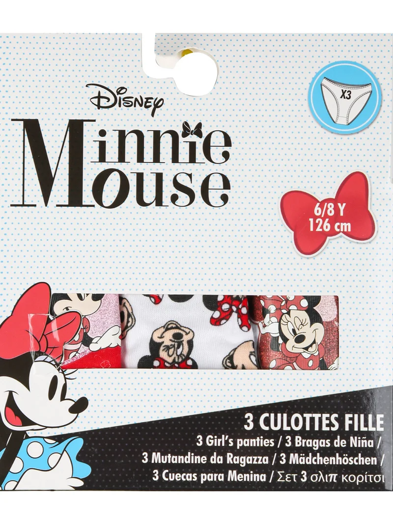 Confezione da 3 slip Minnie da bambina con stampa - assortito
