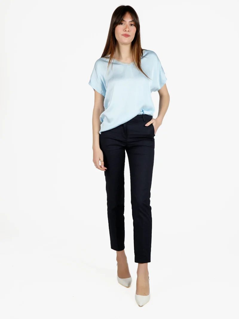 Pantaloni donna slim a sigaretta - blu scuro