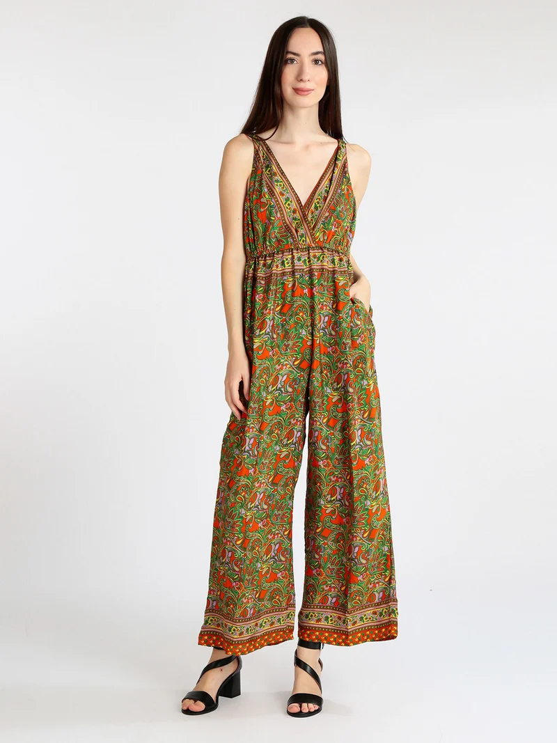 Tuta lunga jumpsuit a zampa - arancione