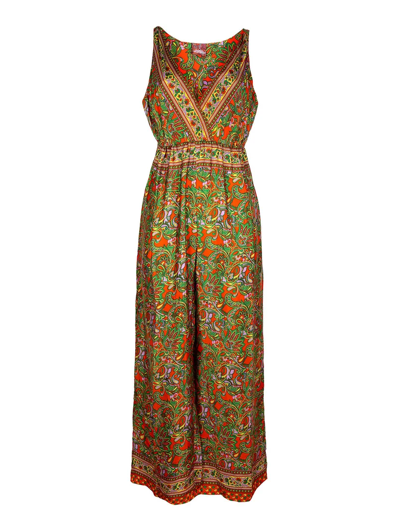 Tuta lunga jumpsuit a zampa - arancione