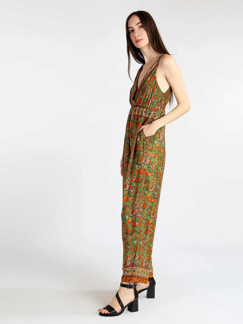 Tuta lunga jumpsuit a zampa - arancione