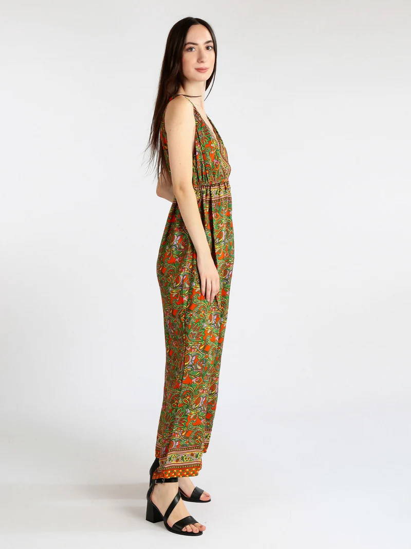 Tuta lunga jumpsuit a zampa - arancione