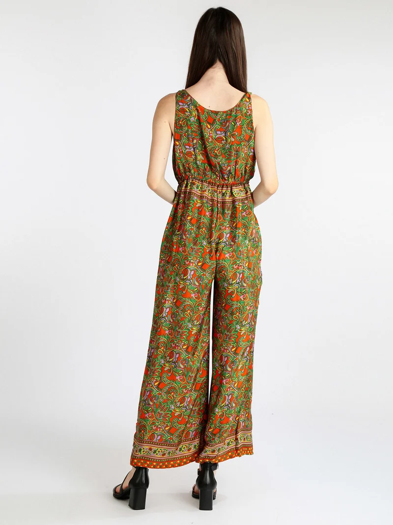 Tuta lunga jumpsuit a zampa - arancione