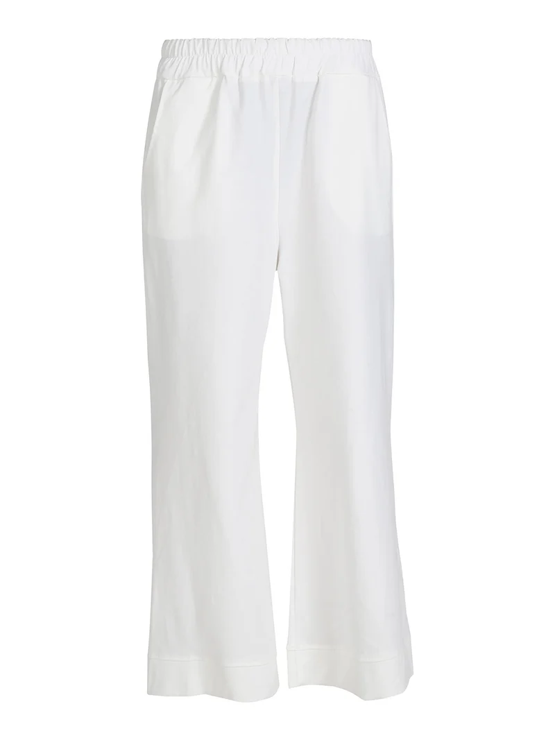 Pantaloni donna a vita alta e gamba larga - bianco
