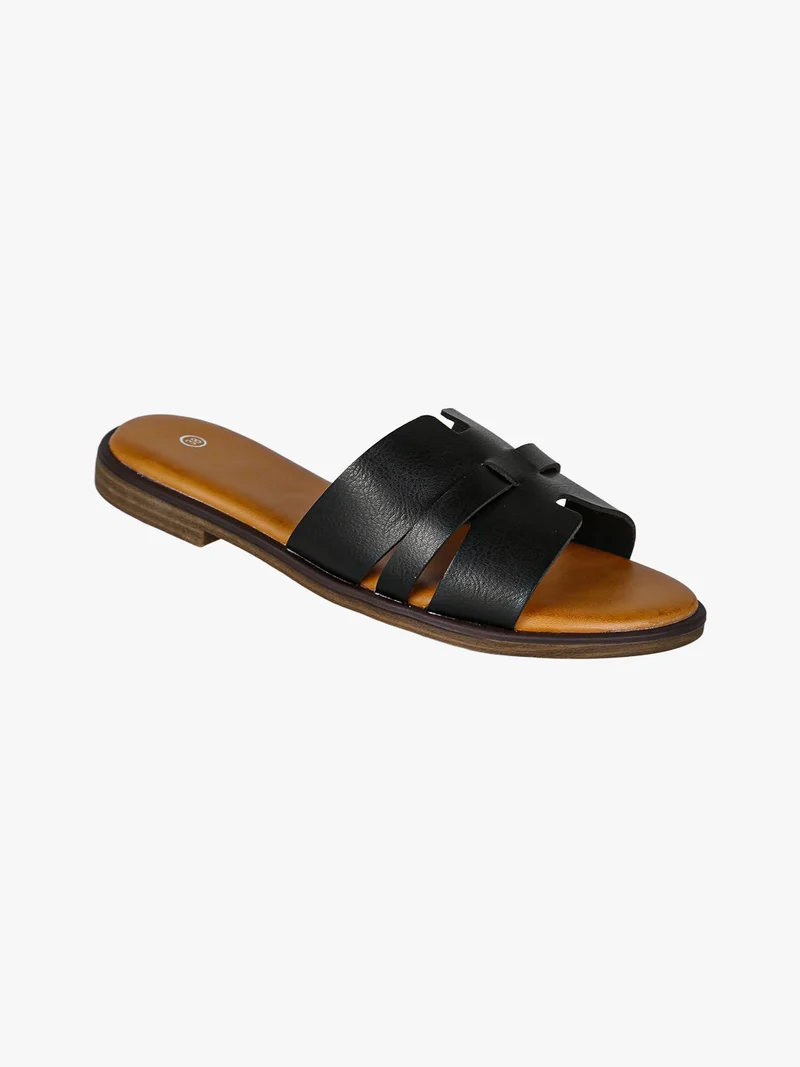 Ciabatte donna estive con fascia a intaglio - nero
