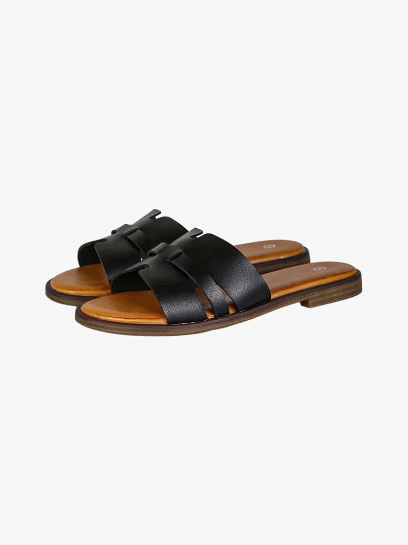 Ciabatte donna estive con fascia a intaglio - nero