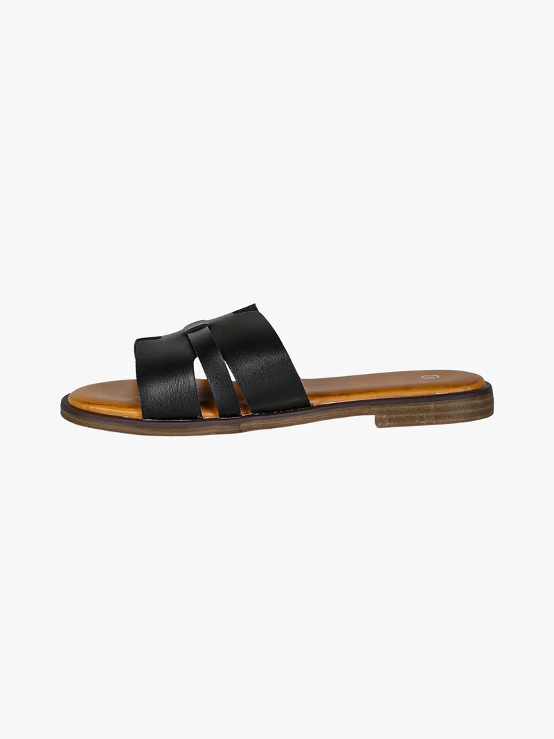 Ciabatte donna estive con fascia a intaglio - nero