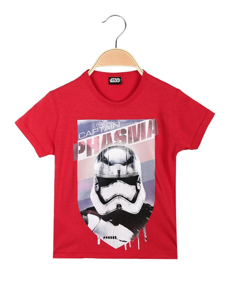 T-shirt da bambino in cotone con stampa - rosso