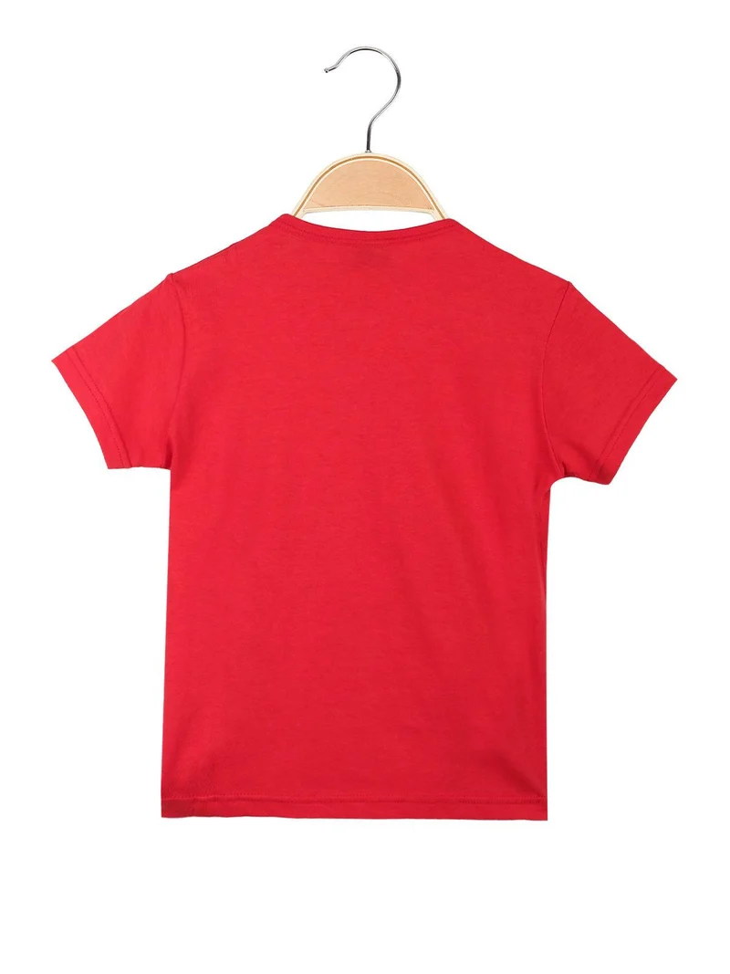 T-shirt da bambino in cotone con stampa - rosso