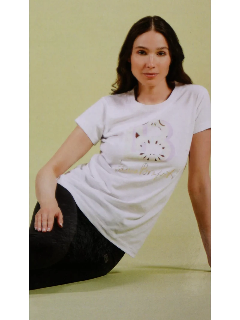 Coordinato donna in cotone con t-shirt e leggings - bianco