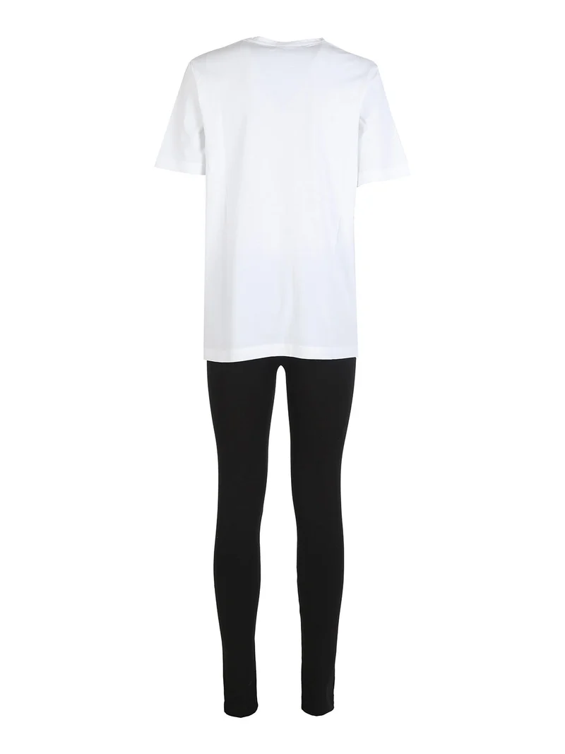 Coordinato donna in cotone con t-shirt e leggings - bianco
