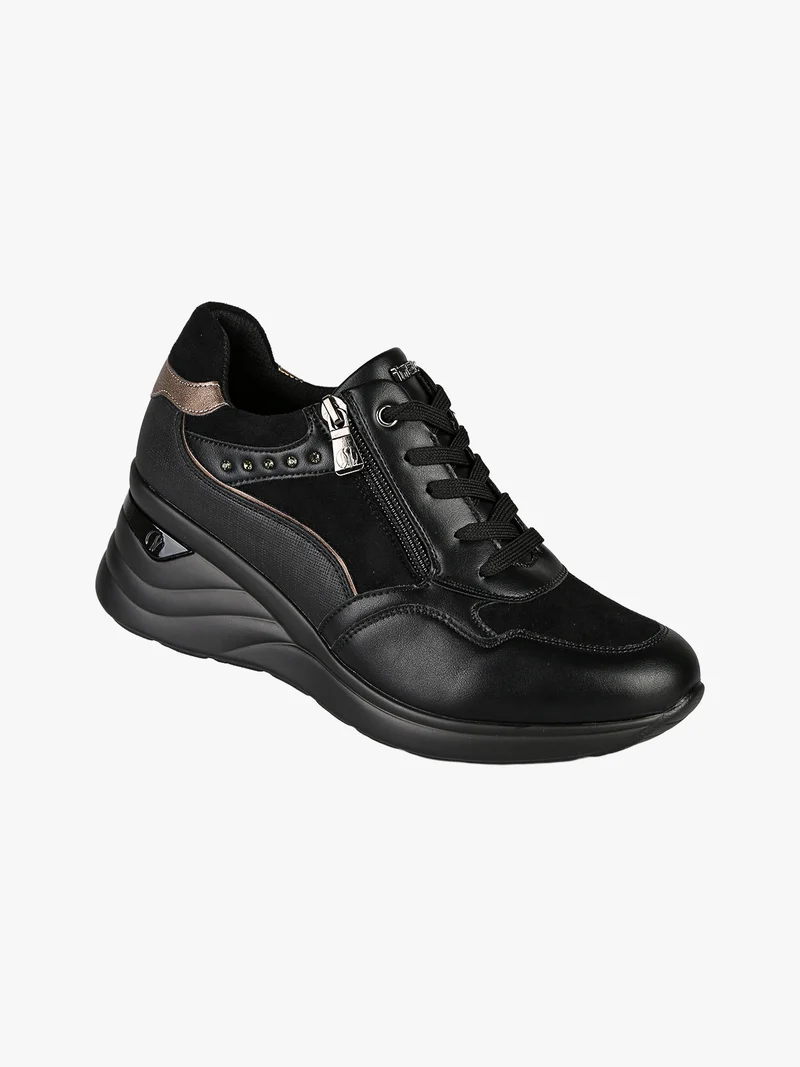 Sneakers donna con zeppa - nero