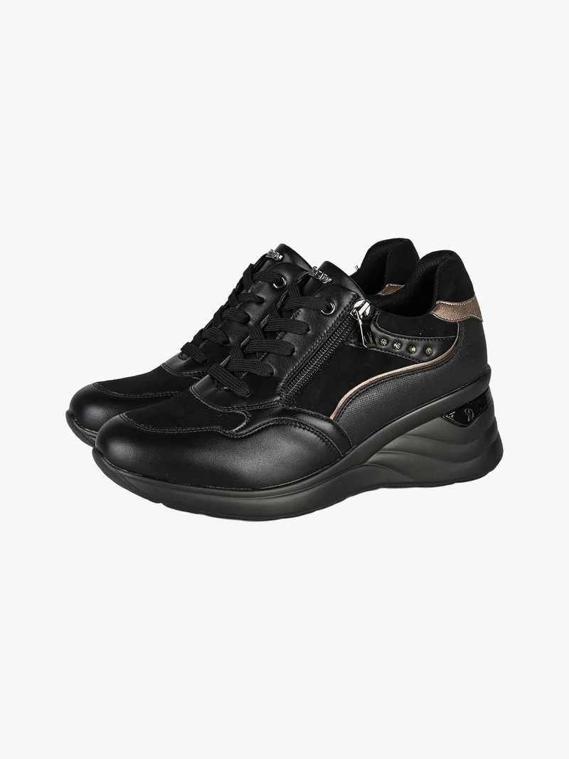 Sneakers donna con zeppa - nero